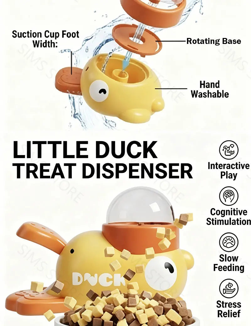 Dog 2-in-1 Interactive Toy Pet Automatic Food Treat Dispenser Cartoon Duck Design Slow Food Pet Snack Feeder for Dog Training