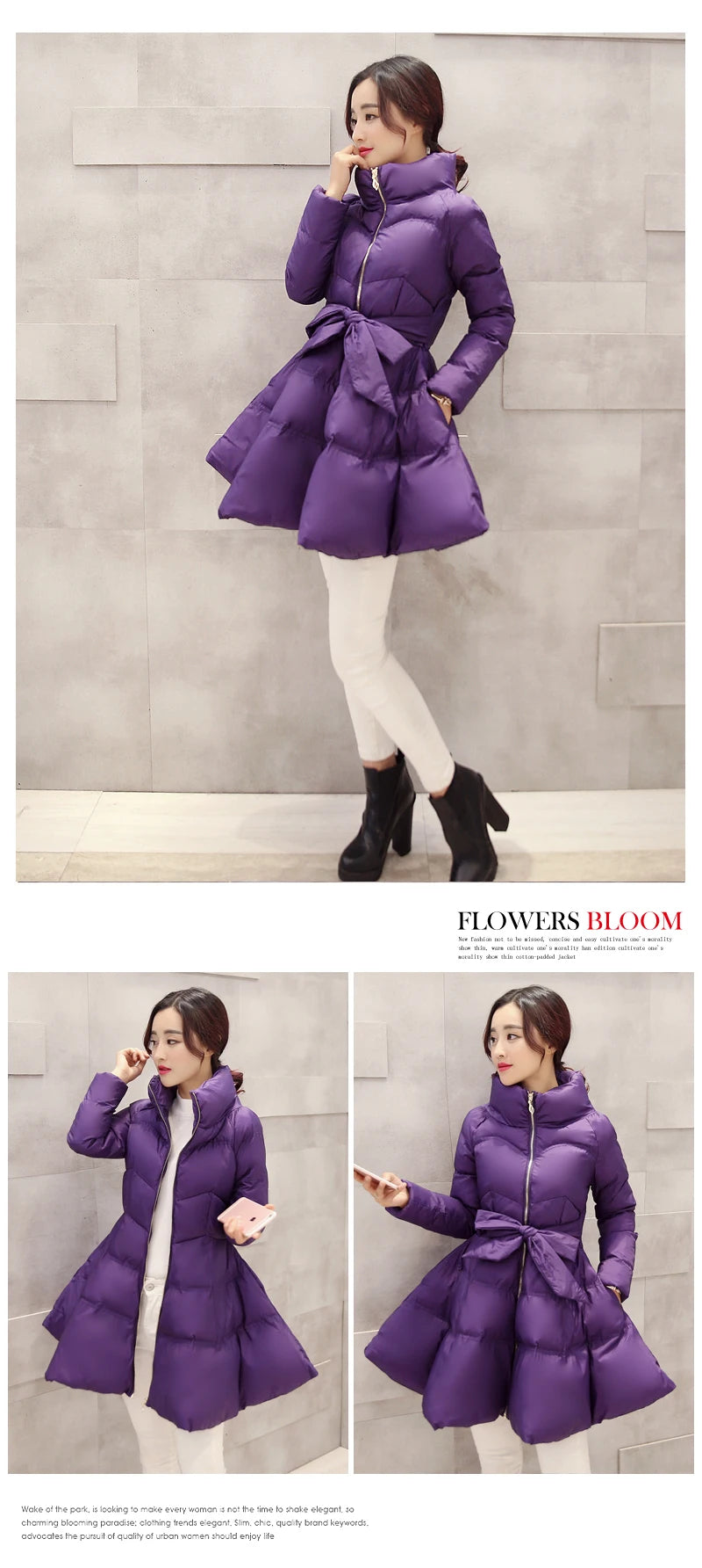 2023 New Fashion Winter Coats Women Warm Outerwea Cotton Padded Jackets Womens Clothing Belt Zipper Parkas Femme A-word Jacket