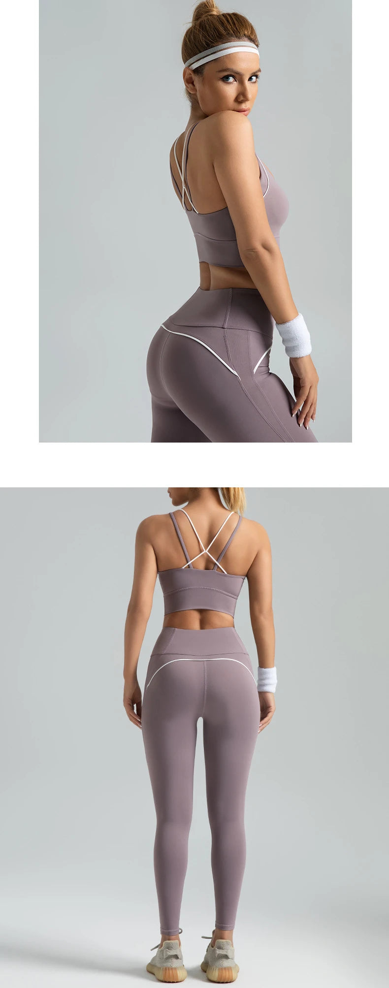Women's set, slim fit yoga set, high-intensity exercise set, high elasticity, breathable fitness yoga suit