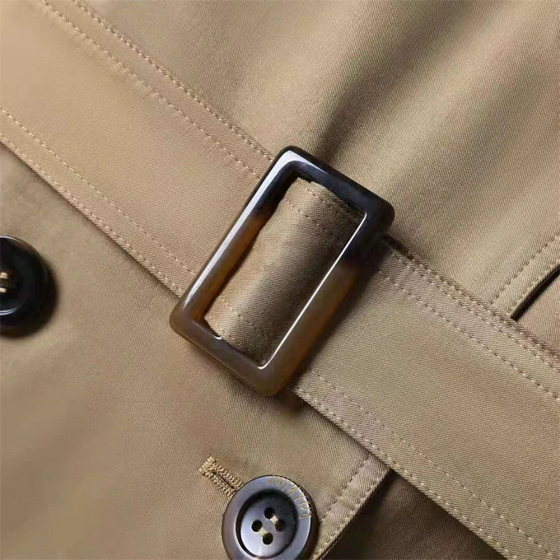 Double-Breasted Tie-Waist Trench Coat for Women
