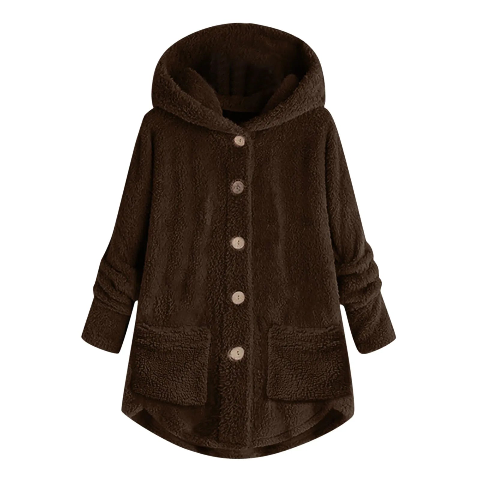 Plush Asymmetric Winter Casual Coat