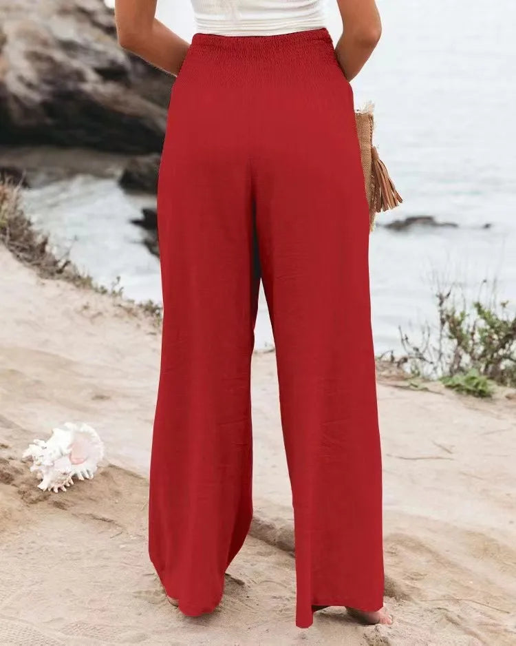 Drawstring Beach Wide Leg Pants
