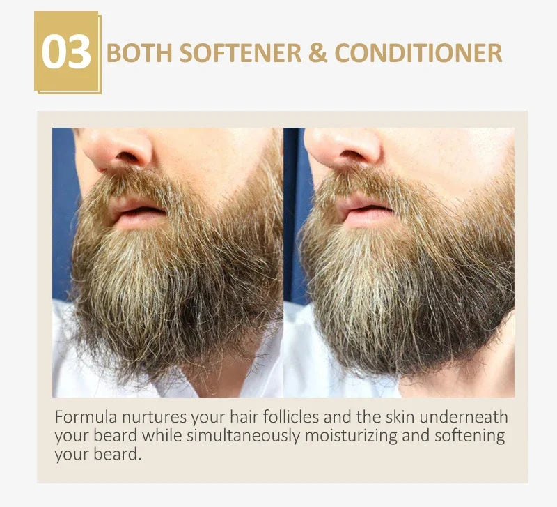 30ml Natural Beard Care Serum for Men, Hydrates Repairs Beard Roots Styling Care Nourishing Soft Shine Beard & Moustache Spray