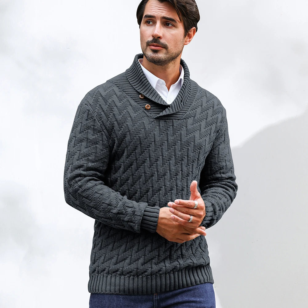 Shawl Cable Knit Pullover