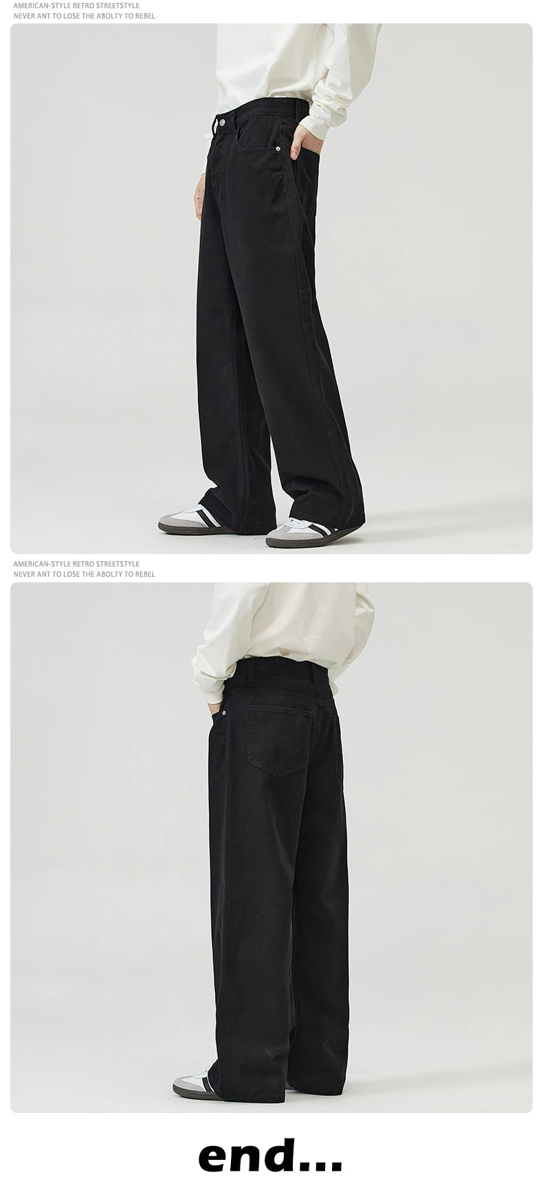 100％ Cotton Men's Baggy Straight Jeans Comfortable Soft Casual Pants Fashion Korean White Brown Denim Trousers Male Clothing