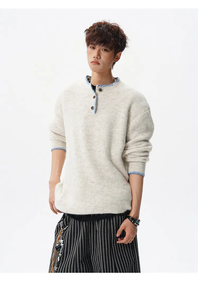 Korean Button Knit Pullover