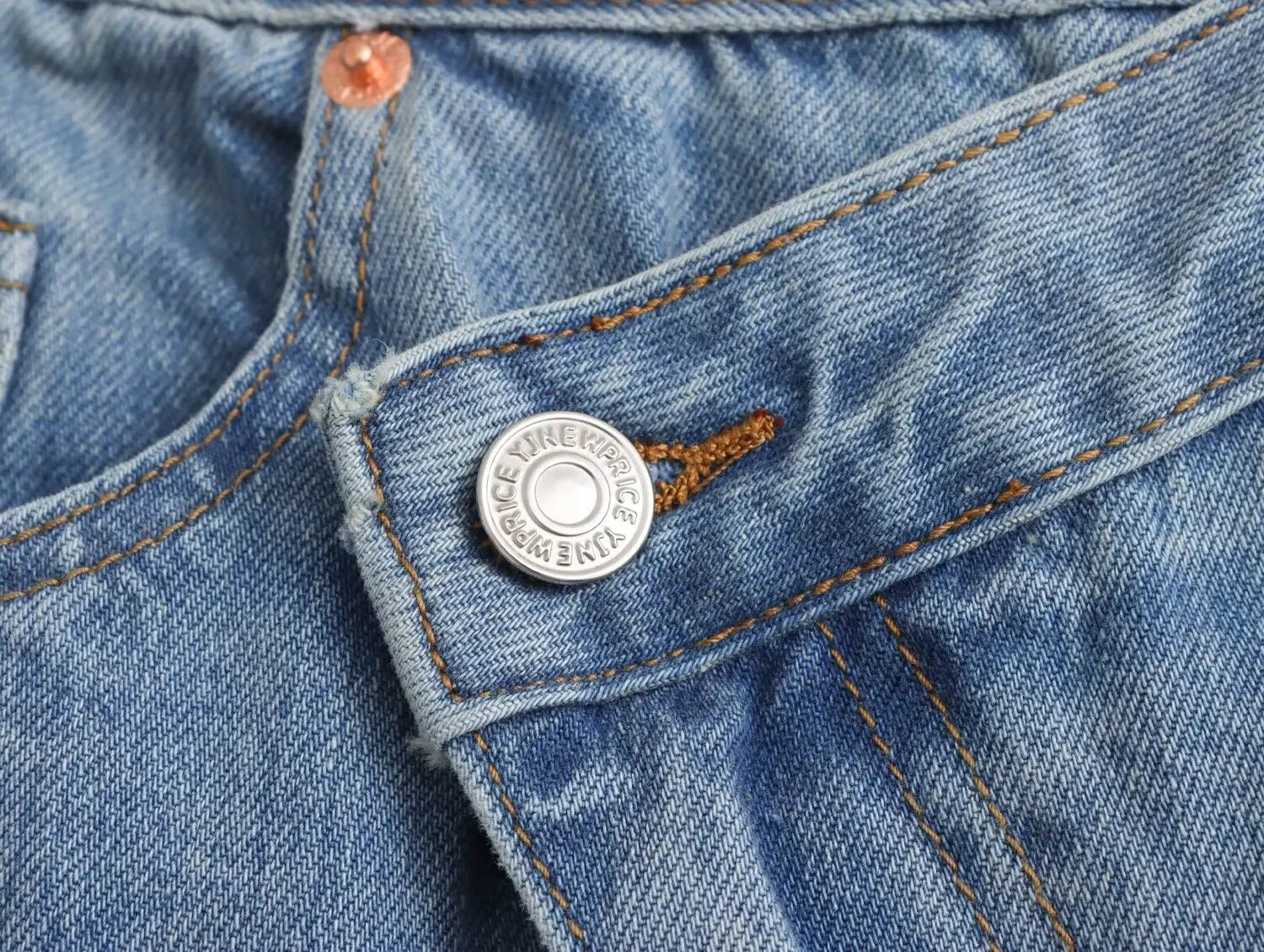 Slanted Placket Retro Wide Jeans