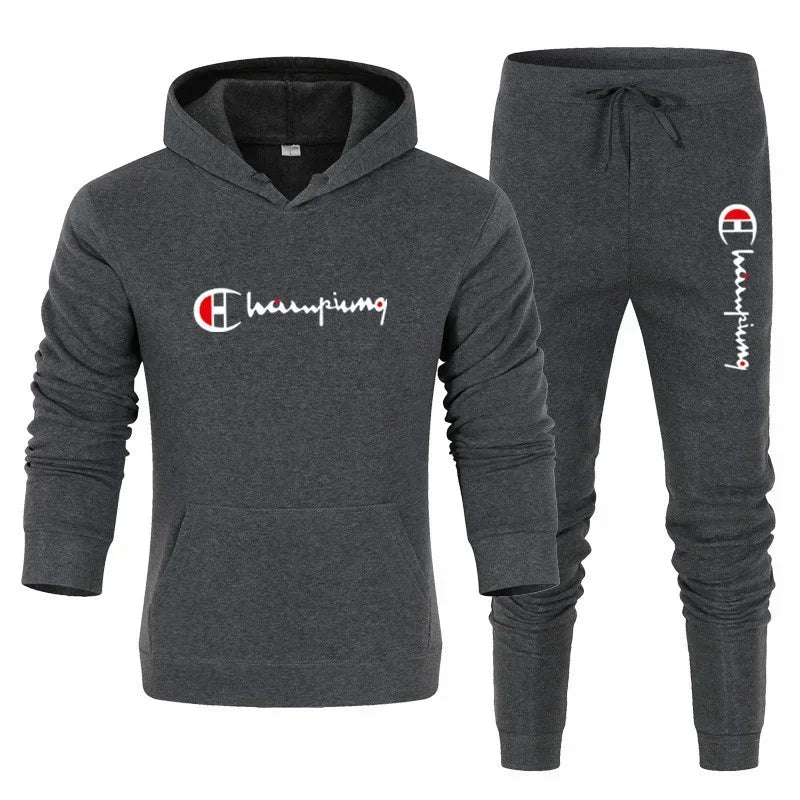 Men's 2 Piece Tracksuit Hooded Sweatshirt Sweatpants Casual Jogger Sportswear Streetwear Sets Male Sports Suits Outfit Clothing