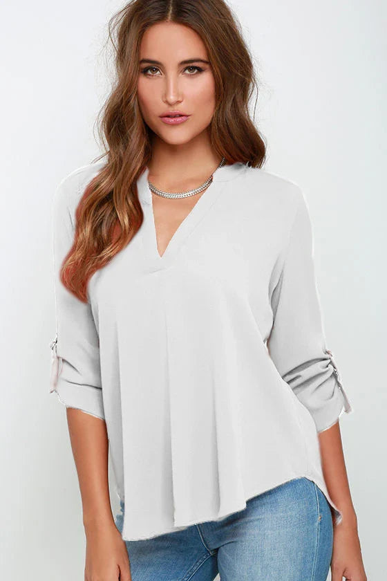 Elegant V Neck Chiffon Blouse