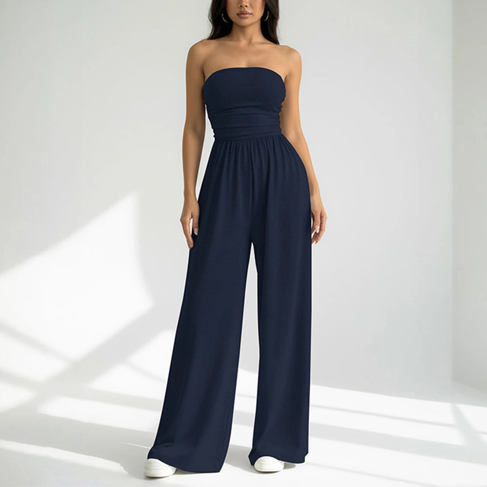 Strapless Wide Leg Casual Jumpsuit