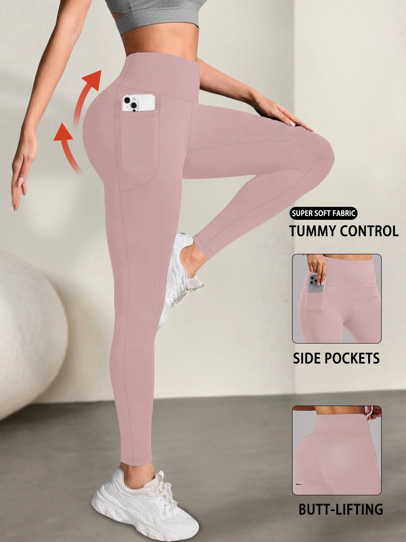 Women's Super Soft Leggings with Pockets, High Waisted Tummy Control for Yoga Workout and Casual Lounge Wear Comfort