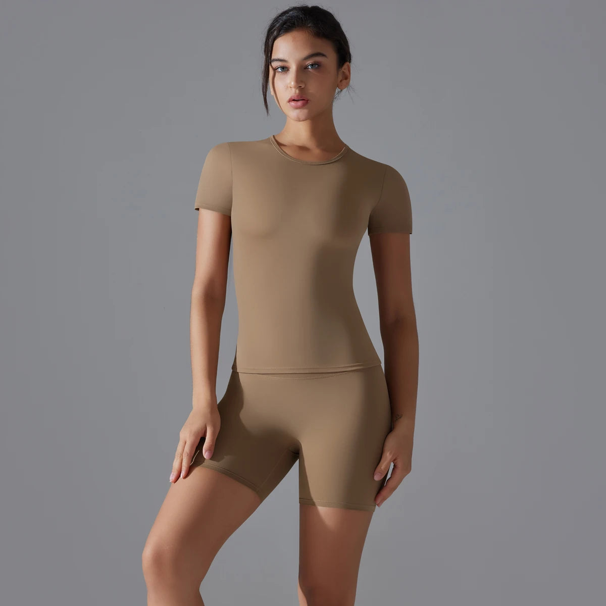 Yoga Set Women Sports Short Sleeve Top With High Waist Leggings Running Jogging Workout Clothes Sports Fitness Gym Sets