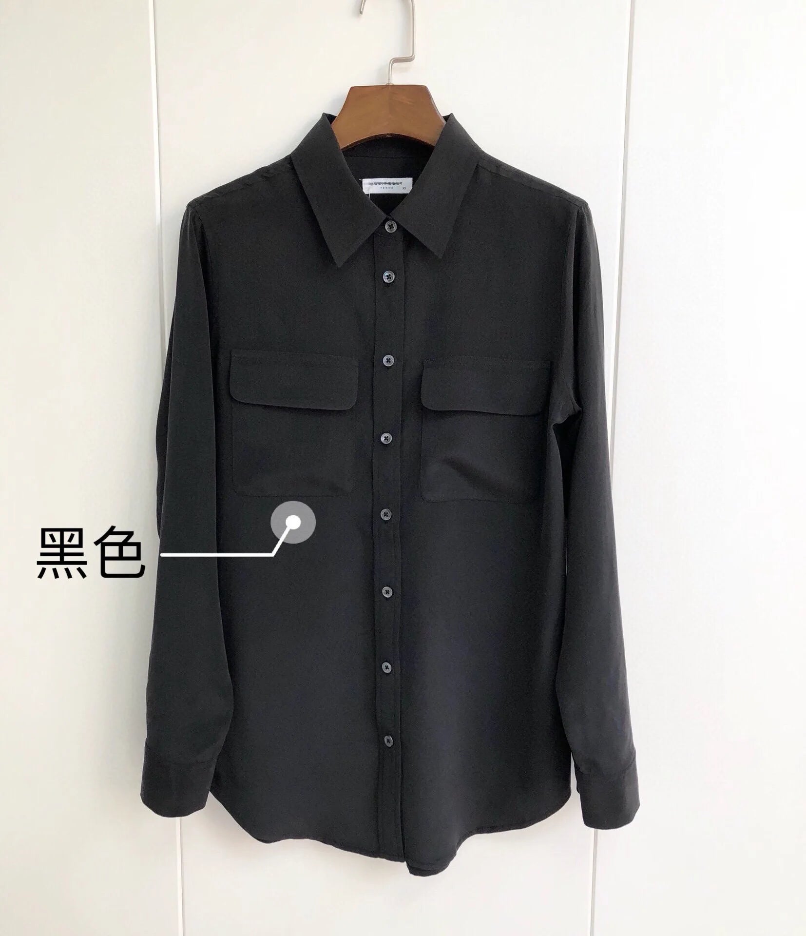 Women Real Silk Shirts Classic Double Pockets Solid Color Casual Fashion Long Sleeve Thin Shirt Blouses Tees