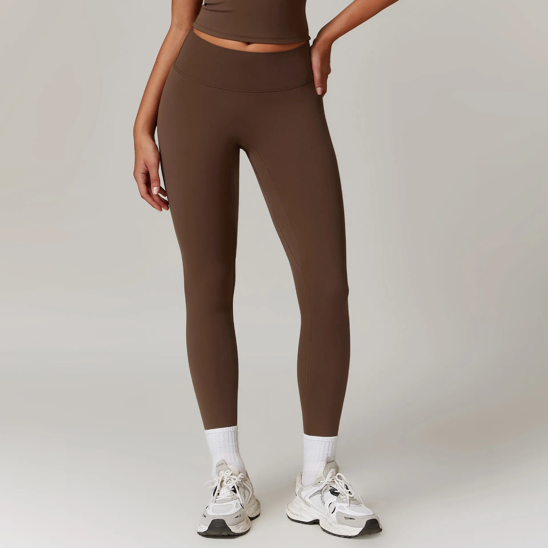 Fitness Leggings High Rise Hip Lift Brushed Soft Material For Ladies Outdoor Elastic Slim Fit Outer Wear Sports Tight Pants