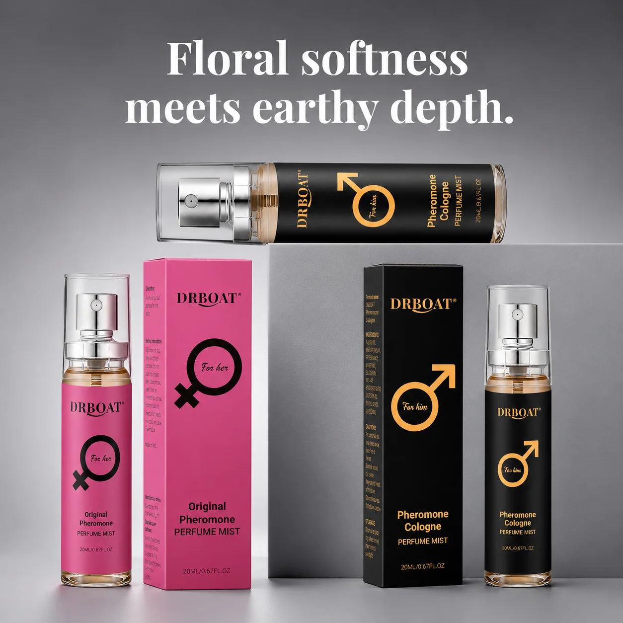 DRBOAT Men & Women Body Mist Set, 2×0.67 Fl Oz - Hair and Body Perfume | Fruity Floral & Citrus Woody Spray