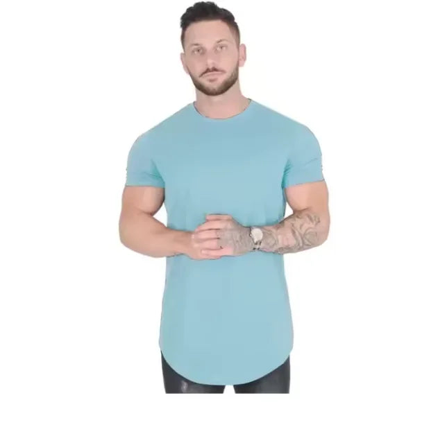 Muscle Fitness T-shirt Summer Men's T-shirts Workout short sleeve Tees Running cotton t-shirts Men Gym Sport Training Tops