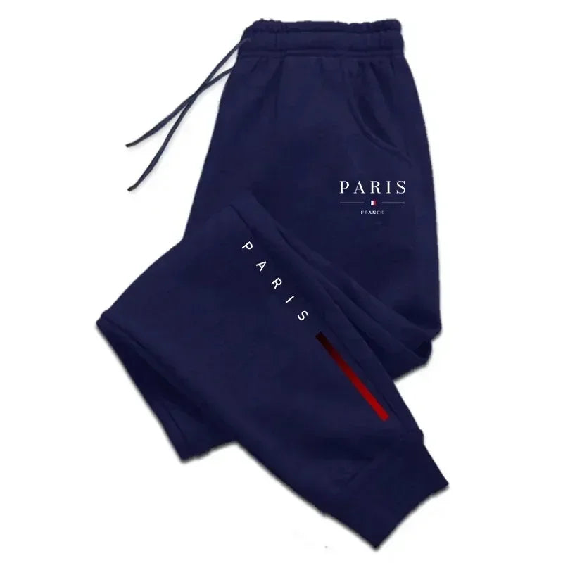 Stylish high-grade sweat joggers for city men, unique Paris print, multi-scene trousers for travel, sports and home leisure.