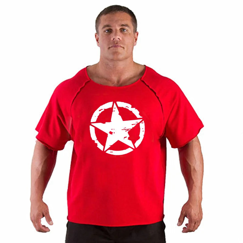 Men's T Shirts Fitness Men Bodybuilding  Shirt Batwing Sleeve Rag shirt Gym Fitness Muscle Running T shirt