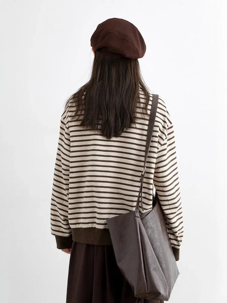 Striped Dog Print Loose Tee