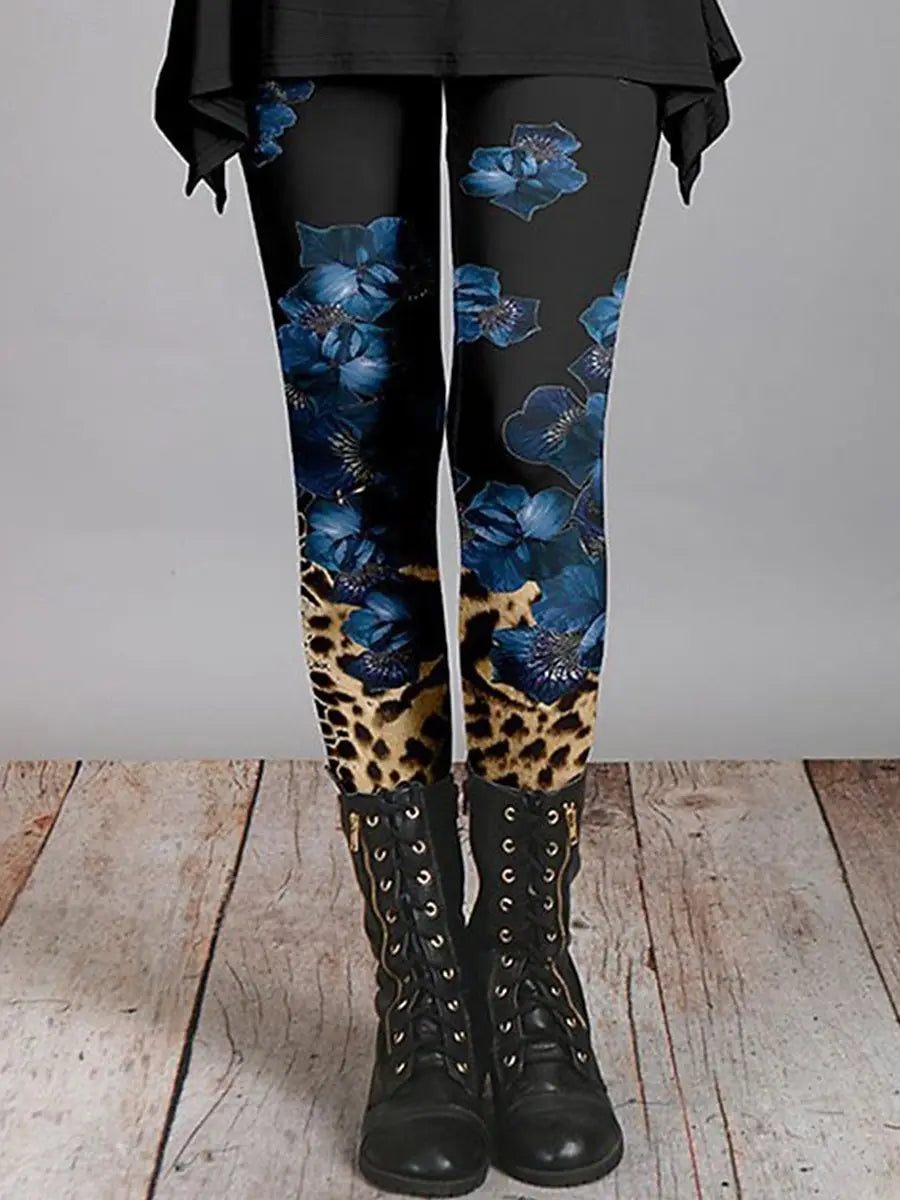 Women's Leggings Vintage Flower Pattern 3D Printed Outdoor Trousers New Stretch Elastic Waist Fall Winter Festival Streetwear