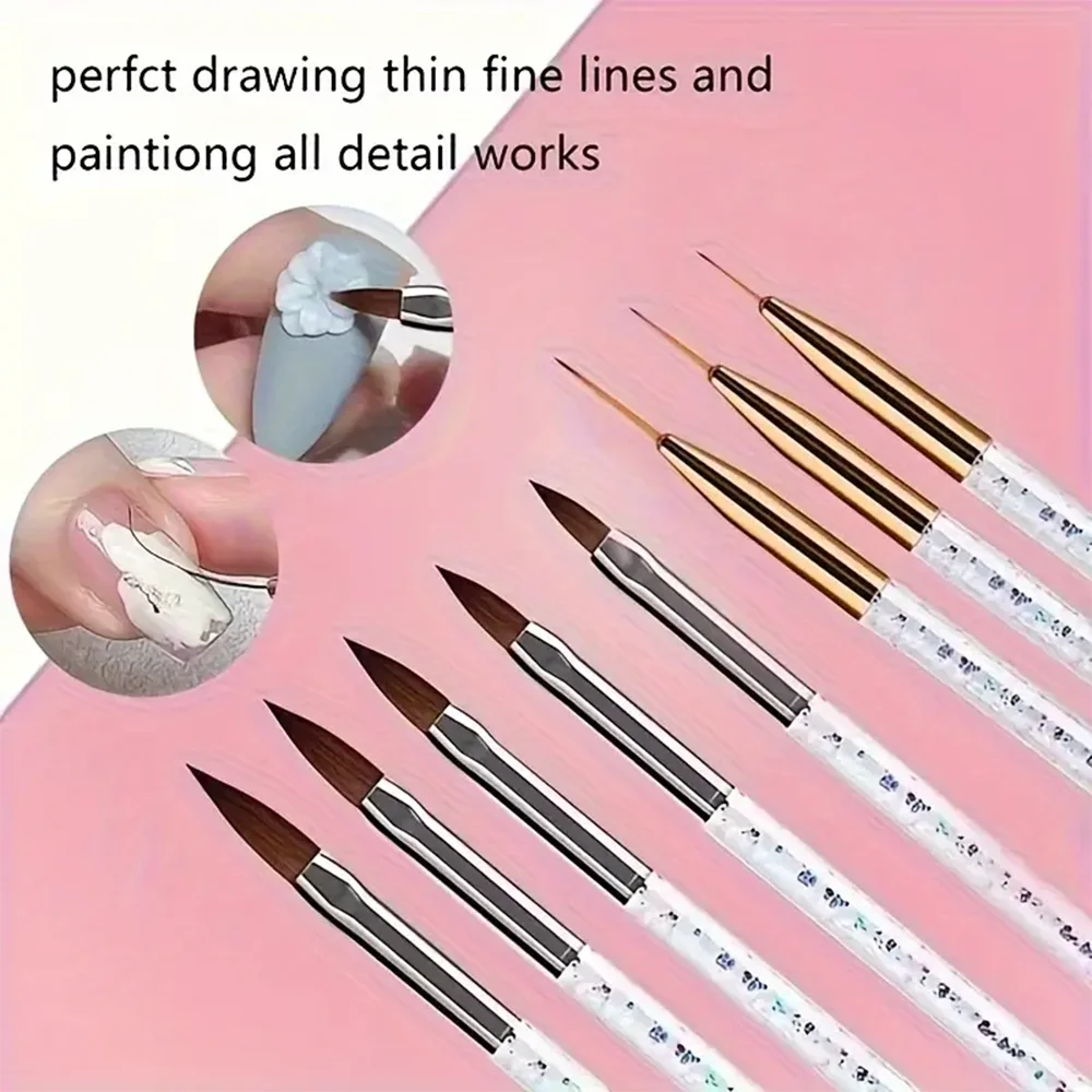 Nail Art Brush Kit for Nail Painting, Floral Carving, Gem Placement, Gel Application, Color Blending, and Line Work.