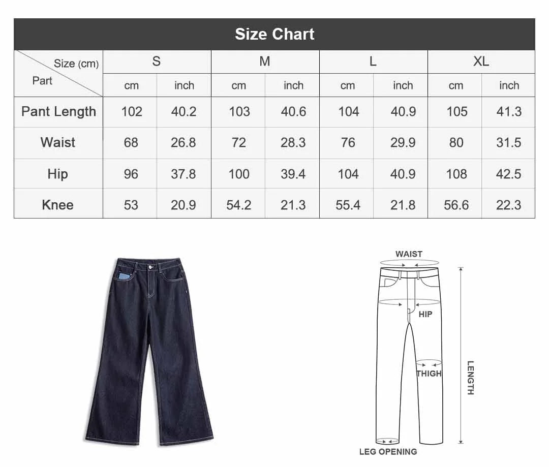 Maden Women's Vintage 12.4oz Washed Denim Jeans Straight Wide-Leg Casual Loose Fit Blue Trousers For Spring and Fall Streetwear