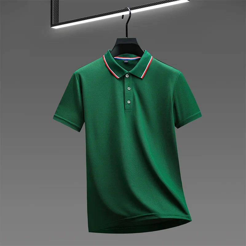 Men's Casual Solid Color Short Sleeve Polo Shirt  Summer Fashionable Comfortable Versatile Top for Men