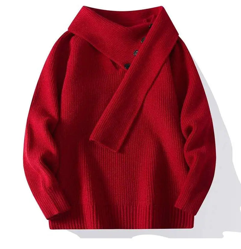 Fashion Men's Solid Color Sweaters Autumn Winter Casual Knitted Pullovers Youth High Streetwear Classic Top Sweatshirts Clothing
