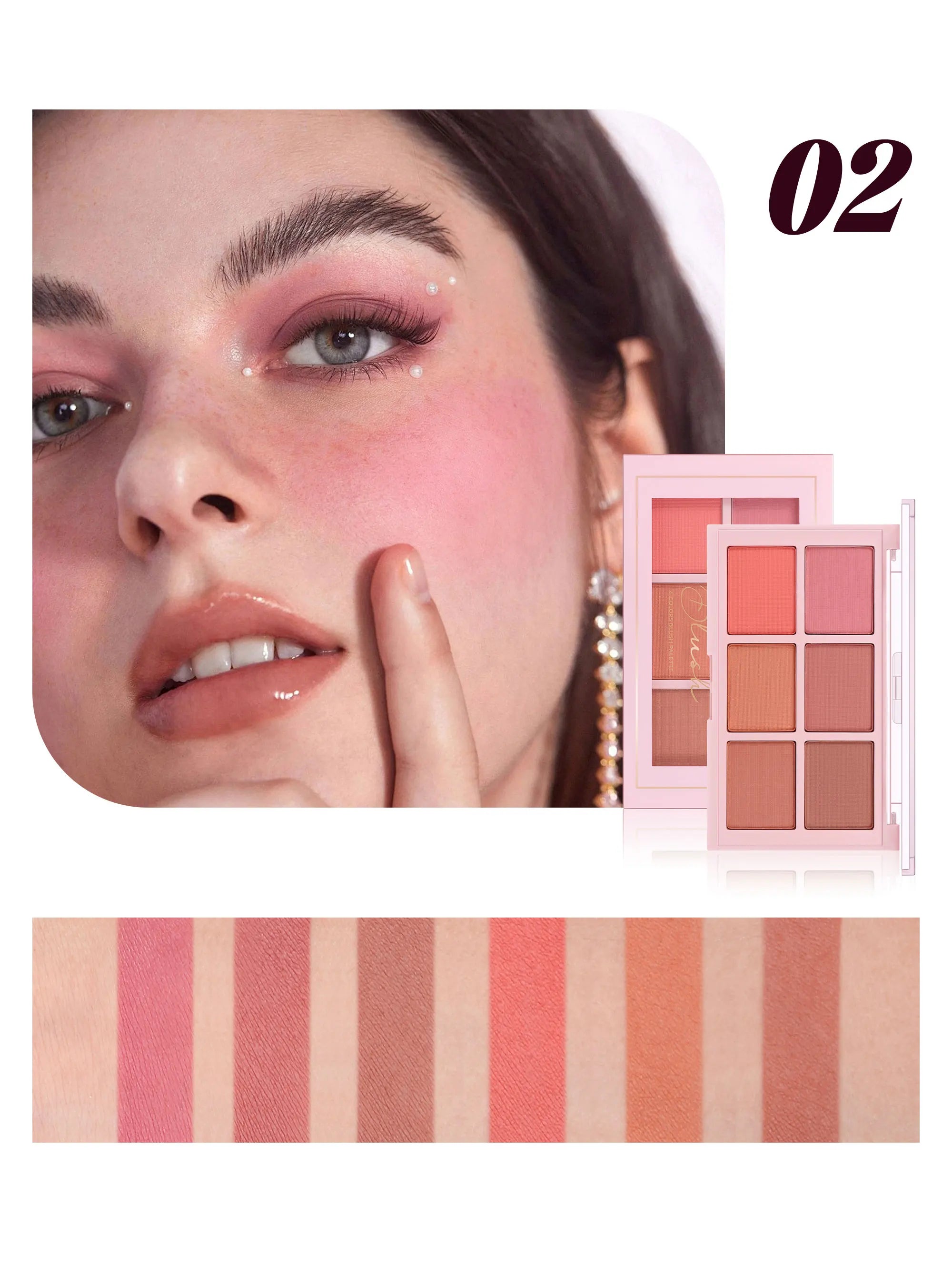 Matte Blush Palette Highly Pigmented Long Lasting Face Makeup Natural Finish Brighten Skin Contour Highlight Powder