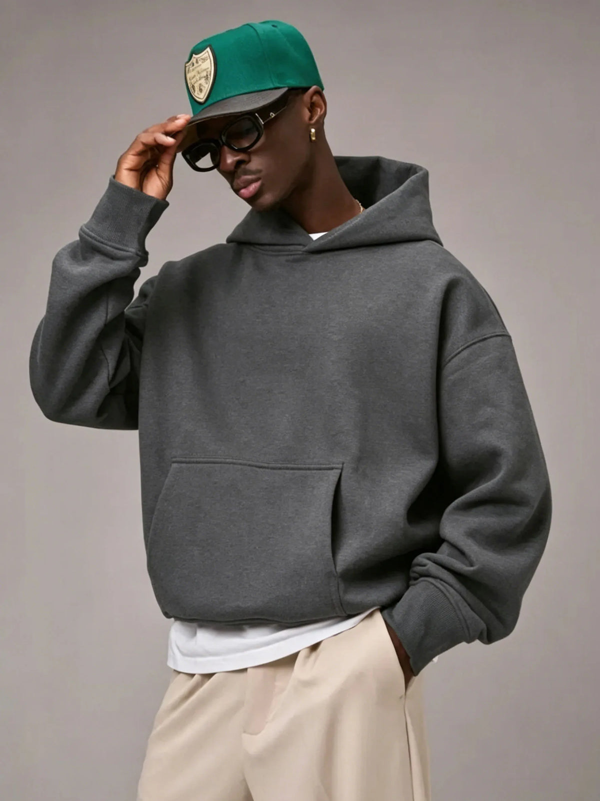 Men Oversized Solid Hoodie Streetwear Loose Pullover Hooded Sweatshirt Casual Hip Hop Basic Pocket Hoodies Women Daily Tracksuit