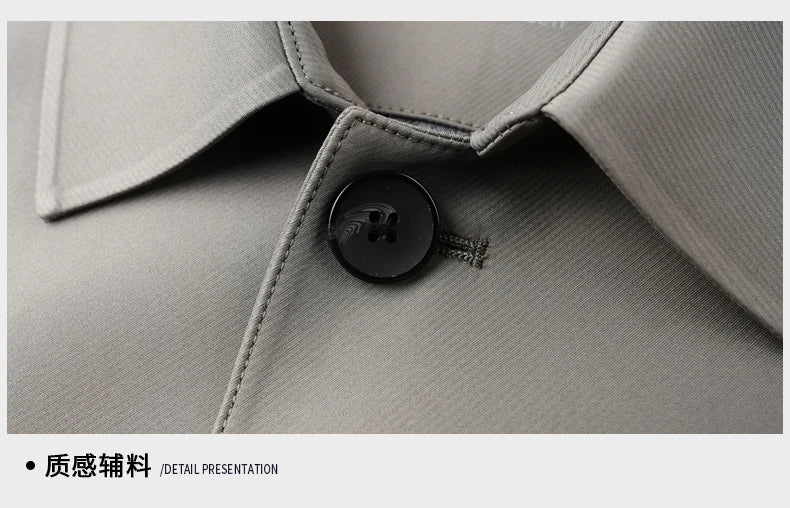Solid Lapel Business Trench Coat