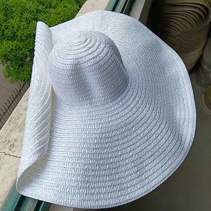 60cm Oversized Foldable Straw Sun Hat