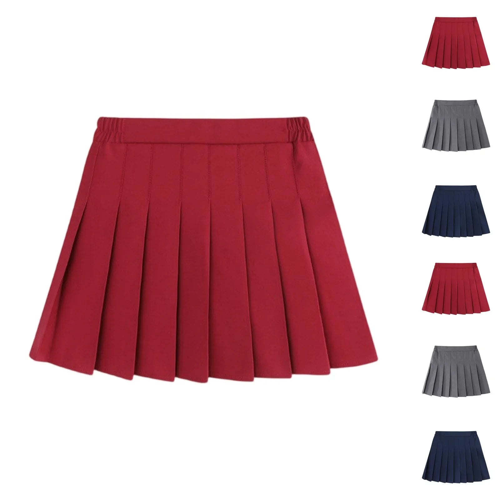 Girls Summer Skirts Kids Fashion Solid Color Pleated High Waist A-Line Skirts Daily Casual Elastic Waist Mini Skirt Bottoms