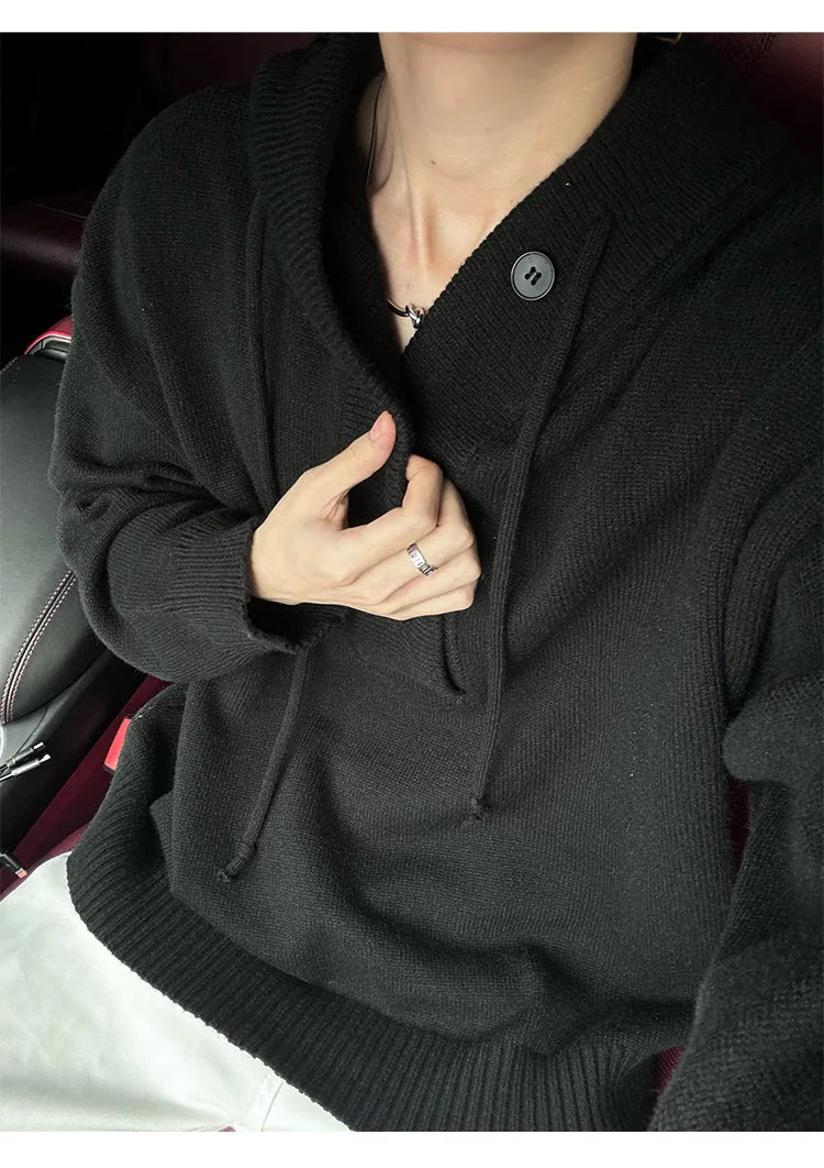 New Autumn Winter Sweaters for Men Loose Trendy Brand Hooded Pullover Sweaters