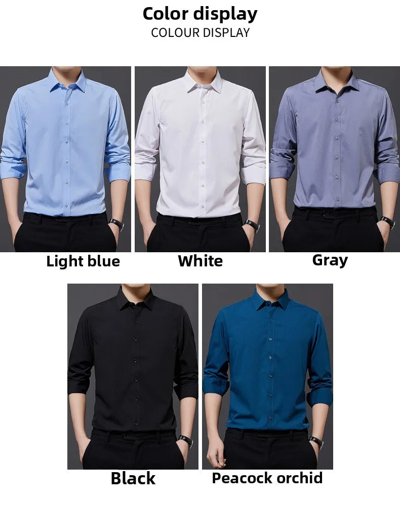 Stretch Solid Business Shirt Men