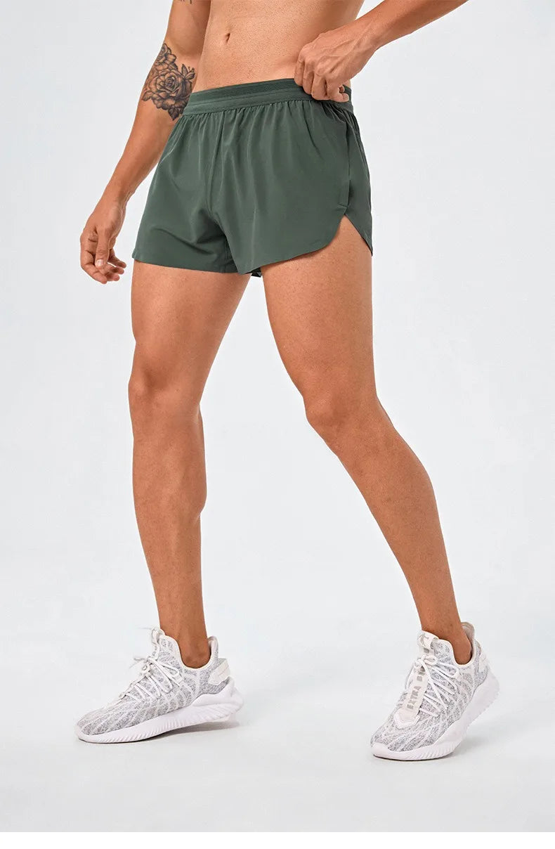 Men Marathon Racing Gym Sports Shorts Anti-escaping Lining Quick Dry Workout Training Fitness Jogging Short  Arrow Pants