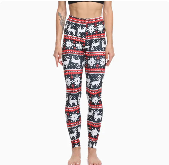 Christmas Leggings  Fashion Milu Deer Printing Festival Ultra Soft Brushed Pants Ankle Length Black Deals