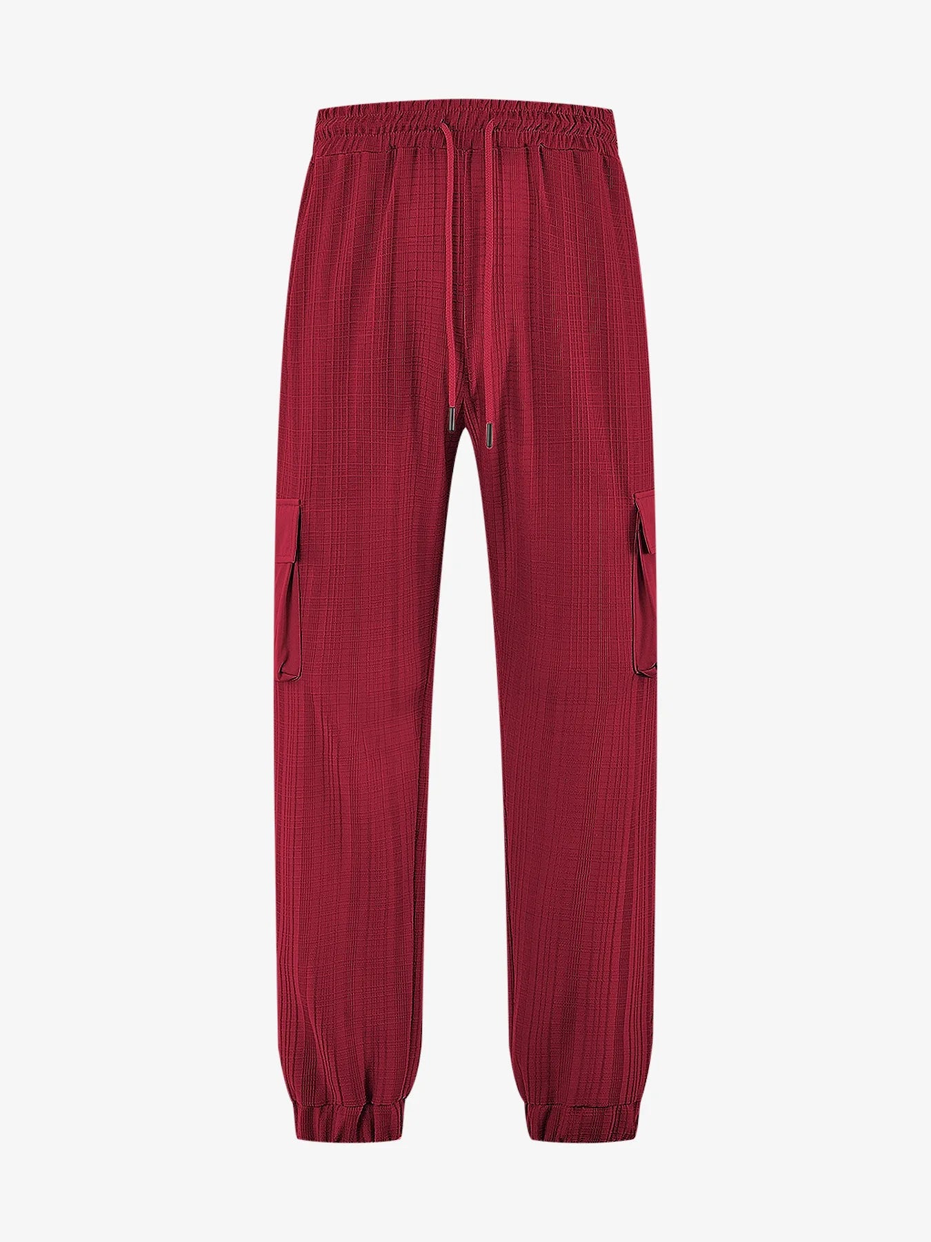 Men's Grid Cargo Joggers Drawstring Elastic Waist Multi Pocket Casual Ankle Length Trousers