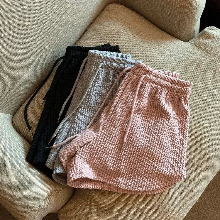 High Waist Drawstring Sweat Shorts