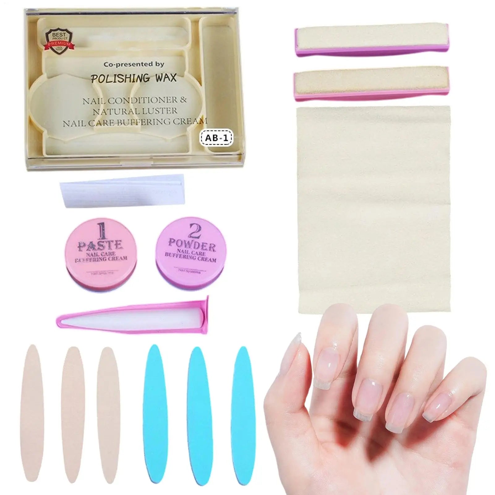 Nail Arts Tool Set With Polishing Wax Natural Nail Manicure Kit 3D Nail Tips Carving Tools For Home Salon Daily Party