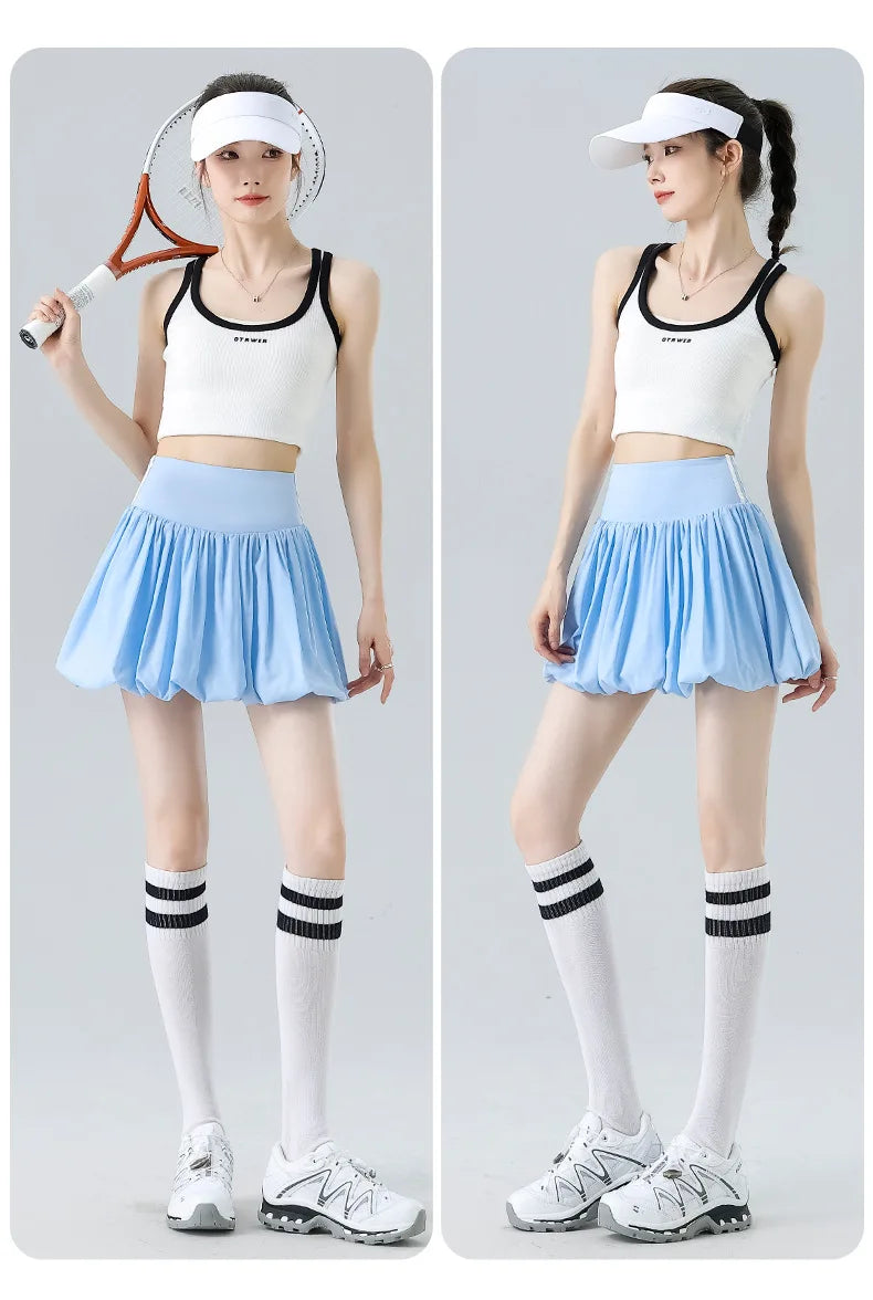 Women‘s Tennis Skirt Summer  High Waist Flared Golf Skirt with Built-in Shorts 2 in 1 Athletic Quick Dry Shorts Skirt Pickleball