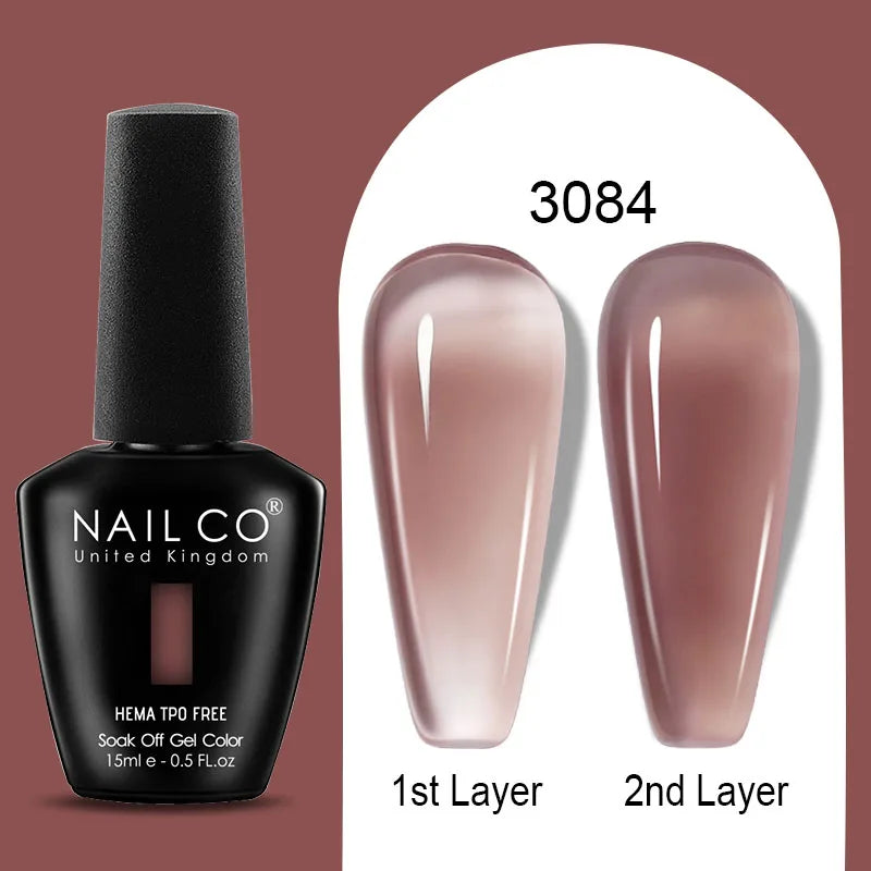 NAILCO 15ml Colorful Jelly Gel Nail Polish Gorgeous Color HEMA TPO FREE Soak Off UV LED Semi Permanent Long Wear Gel Varnish