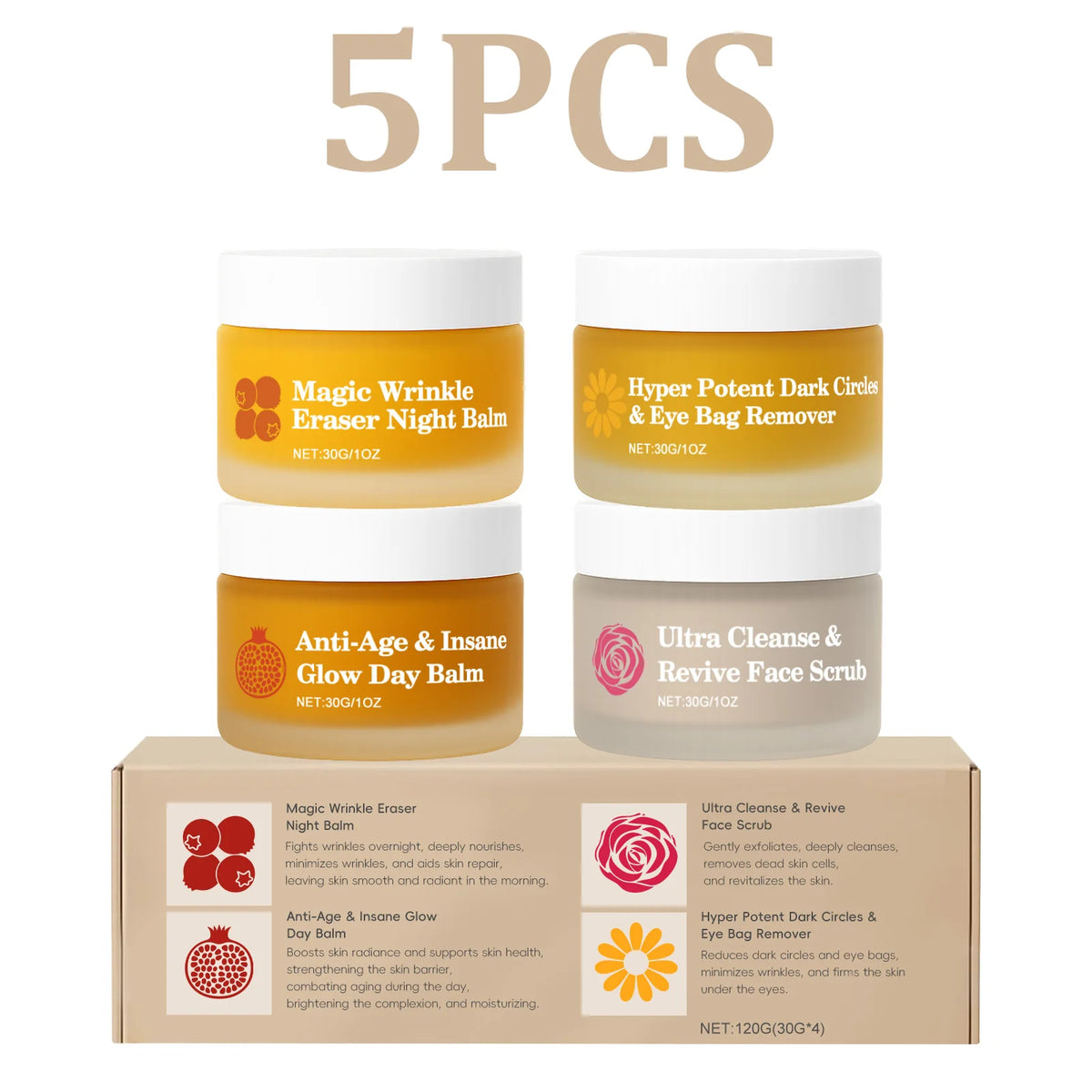 Skincare Set Face Day Night Cream Moisturizing Firming Eye Cream Facial Scrub Exfoliating Nourishing Hydrating Beauty Gift Kit