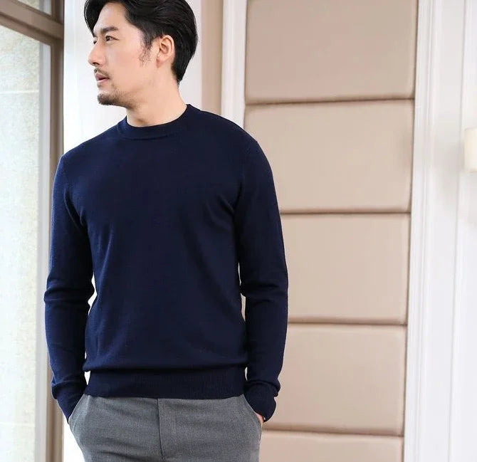 Thick Solid V-Neck Pullover