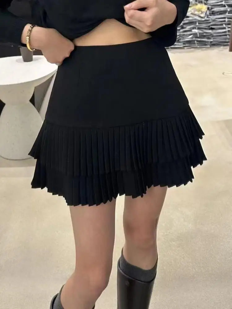Vintage High Waist Pleated Mini