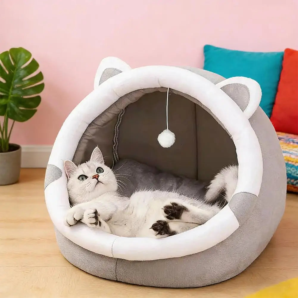 Pet Tent Cave Bed for Cats Small Dogs Self-Warming Cat Tent Bed Cat Hut Comfortable Pet Sleeping Bed Foldable Removable Washable