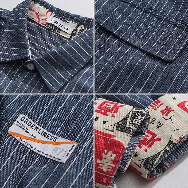 Retro Striped Workwear Shirt Women