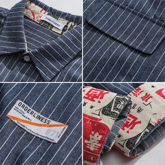 Retro Striped Workwear Shirt Women