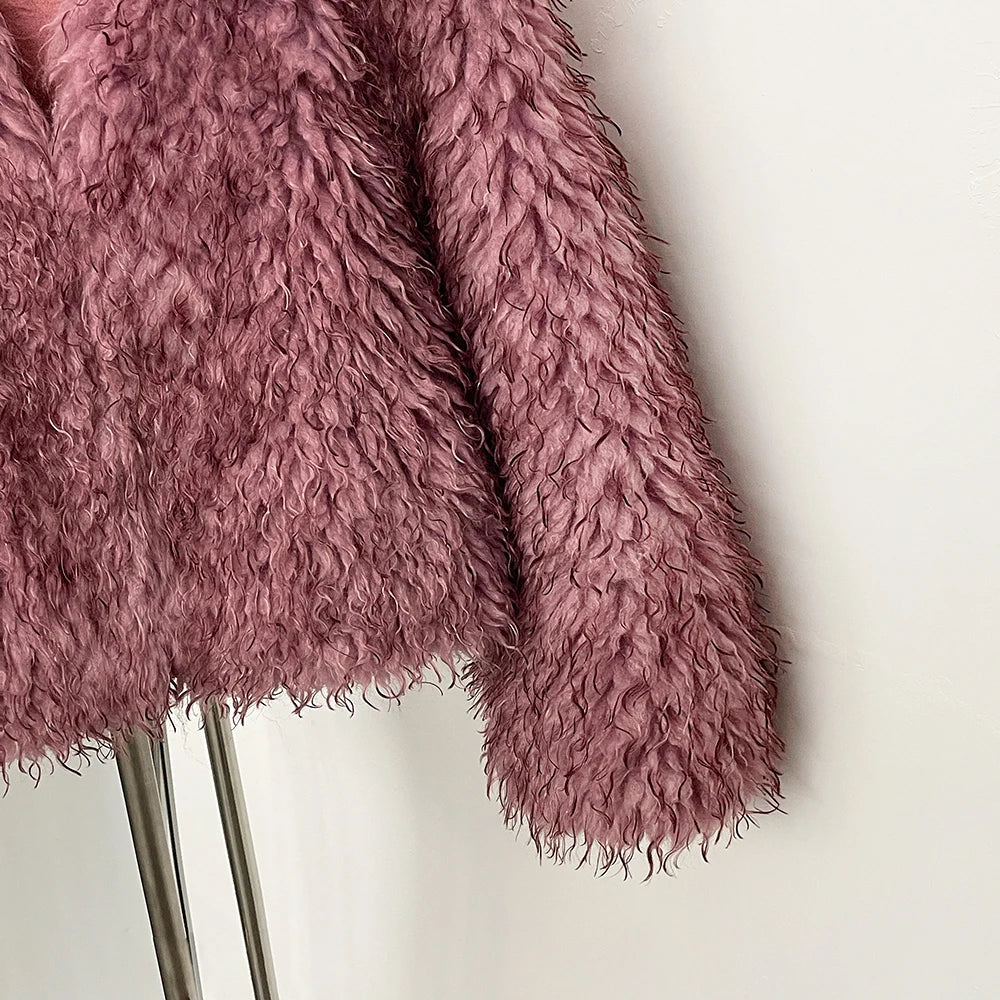 Fur Coat Eco-friendly Coats for Woman Artificial Winter Fur Coat Warm Women's Clothing New in Coats & Jackets Women Tops Stones
