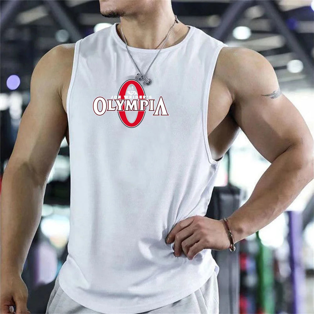 2026  Bodybuilding Sports Tank Tops Men Gyms Fitness Workout Sleeveless Shirt Male Summer Loose Undershirt Running men Vest